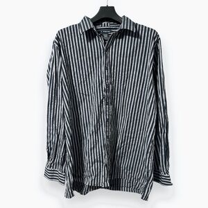 J. Ferrar Black Striped Button Up Collared Shirt Men’s Size 2XL Office Business